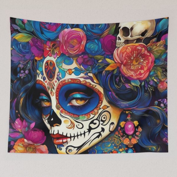 Item preview, Colorful Sugar Skull Lady designed and sold by TheDarkWardrobe.