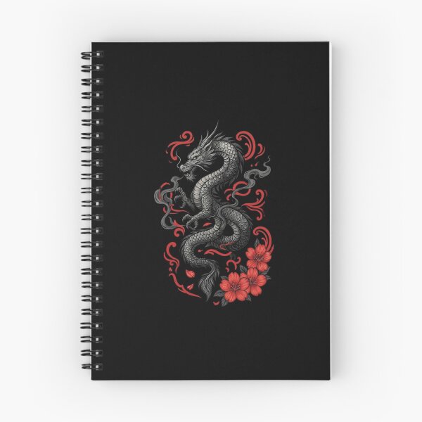 Item preview, Black Eastern Dragon with Red Flowers Dark Fantasy Design designed and sold by Ostericaimusa.