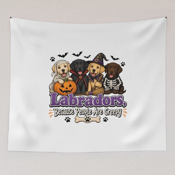 Item preview, Labradors Halloween Ghost Vampire Pumpkin Skeleton designed and sold by OlyvieArt.