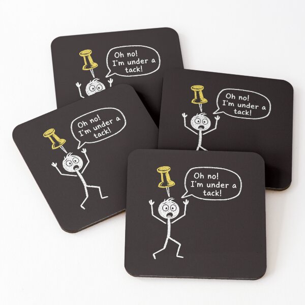 Item preview, Funny Wordplay Under a Tack Pun Office Humor Stickman designed and sold by ImeldaSparks.