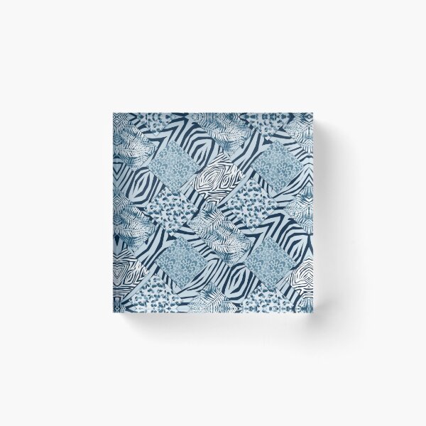 Item preview, Blue patchwork patches rustic monochromatic designed and sold by fuzzyfox.