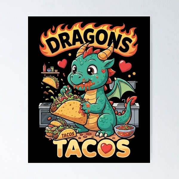 Item preview, Dragons Tacos Cute Funny Fantasy Food Lover Design designed and sold by Ostericaimusa.