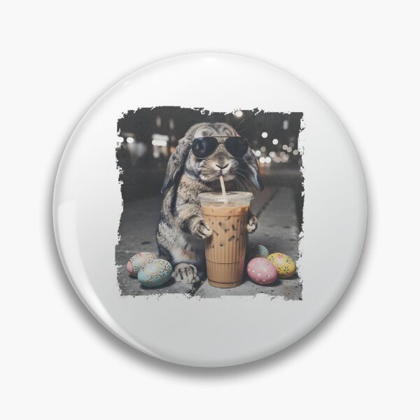Item preview, Easter Bunny Drinking Iced Coffee designed and sold by caruku666.