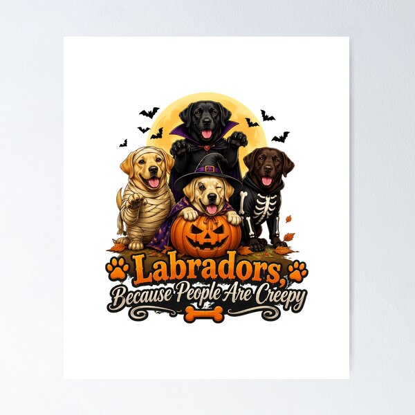 Item preview, Labradors Halloween Ghost Vampire Pumpkin Skeleton Dogs designed and sold by OlyvieArt.