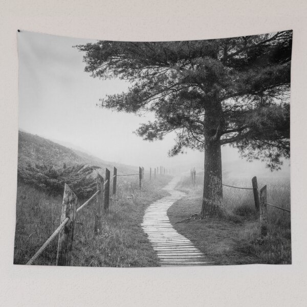 Item preview, Kohler Andrae State Park boardwalk in black and white designed and sold by TerraMediaLLC.