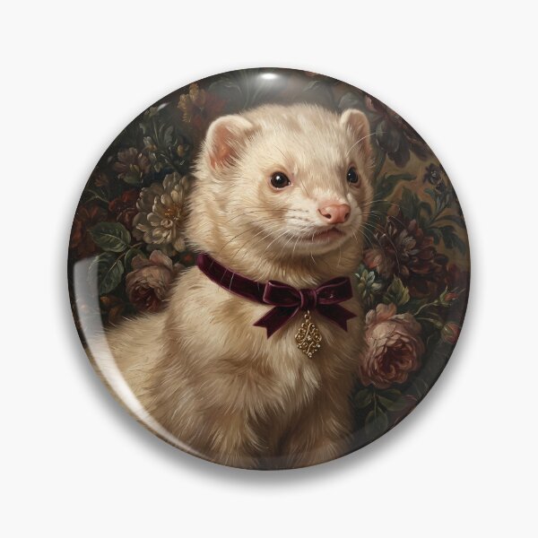 Item preview, Regal Cream Ferret with Purple Ribbon Bow designed and sold by Real Beast Art.