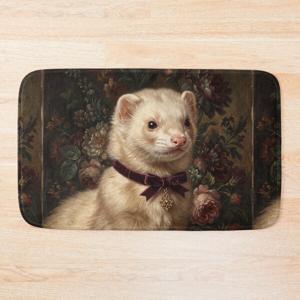 Item preview, Regal Cream Ferret with Purple Ribbon Bow designed and sold by Real Beast Art.