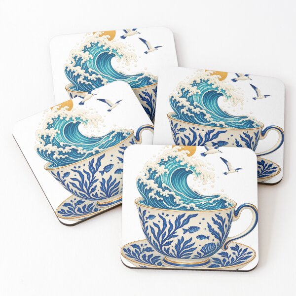 Item preview, Ocean in a Teacup – Blue Wave & Porcelain Coastal Art designed and sold by Pixel & Ponder.