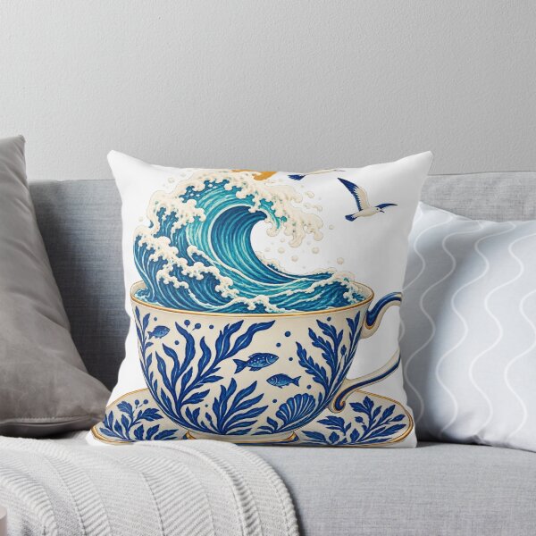 Item preview, Ocean in a Teacup – Blue Wave & Porcelain Coastal Art designed and sold by Pixel & Ponder.