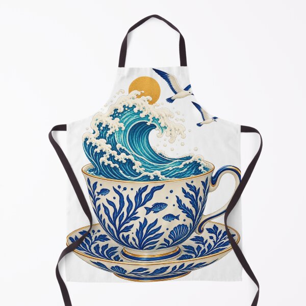 Item preview, Ocean in a Teacup – Blue Wave & Porcelain Coastal Art designed and sold by Pixel & Ponder.