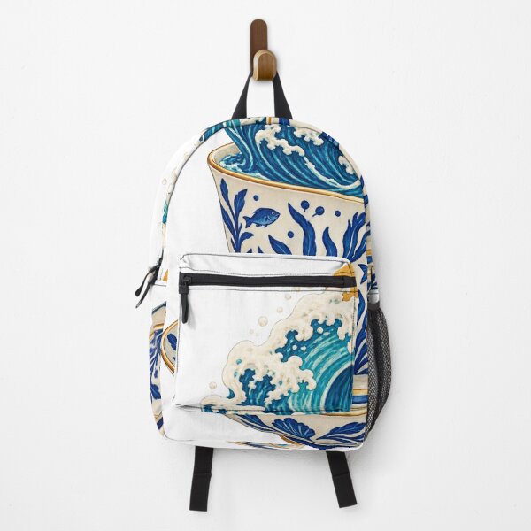 Item preview, Ocean in a Teacup – Blue Wave & Porcelain Coastal Art designed and sold by Pixel & Ponder.