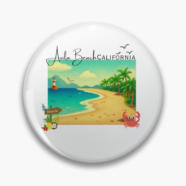 Item preview, Avila Beach California Coastal Painting Lighthouse Palm Trees Design designed and sold by DonnaRaine.