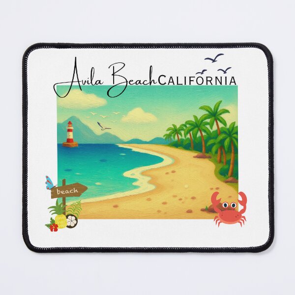 Item preview, Avila Beach California Coastal Painting Lighthouse Palm Trees Design designed and sold by DonnaRaine.
