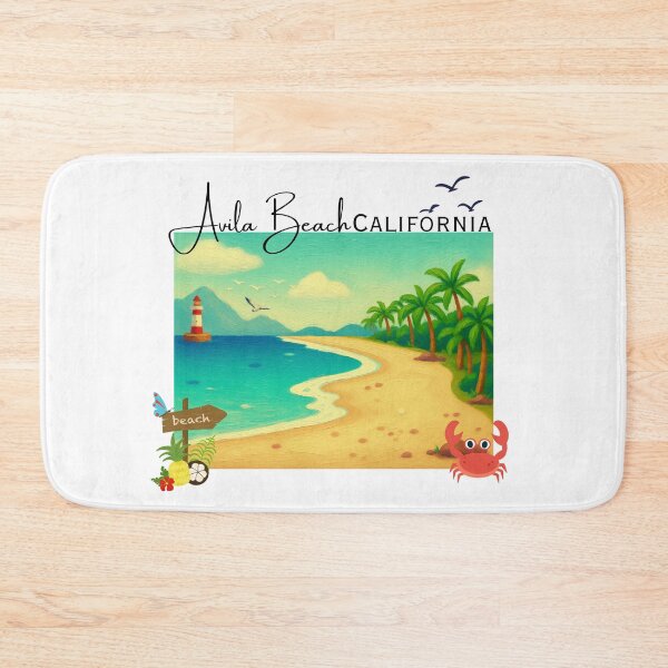 Item preview, Avila Beach California Coastal Painting Lighthouse Palm Trees Design designed and sold by DonnaRaine.