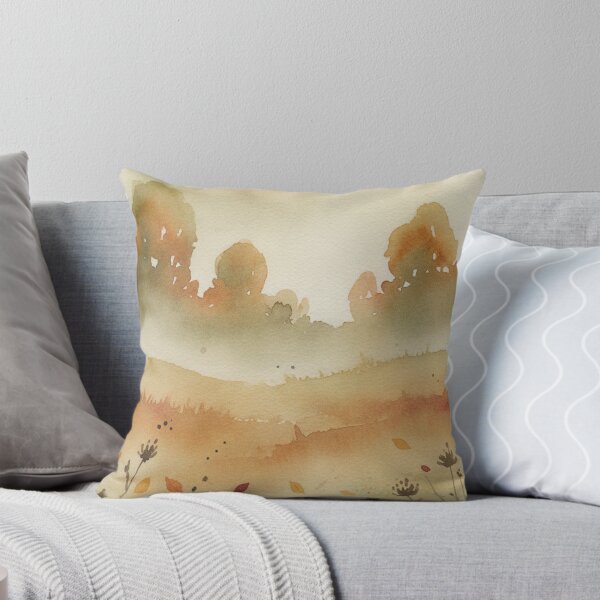 Item preview, Peaceful Autumn Meadow Watercolor Landscape designed and sold by FestivityFinds.
