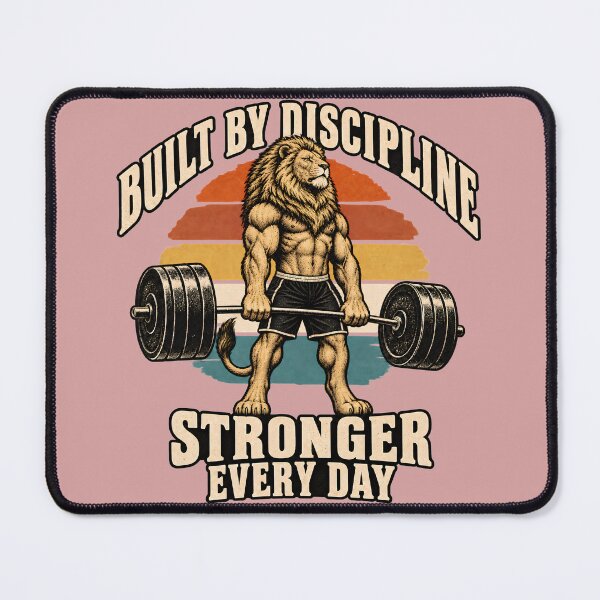 Item preview, Built by Discipline – Vintage Weightlifting Lion t-shirt designed and sold by NinaCreator.