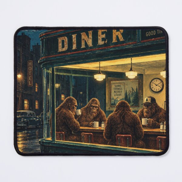 Item preview, Bigfoot Nighthawks – Vintage Sasquatch Diner designed and sold by Swanny's Custom T-shirt and Gift Designs.