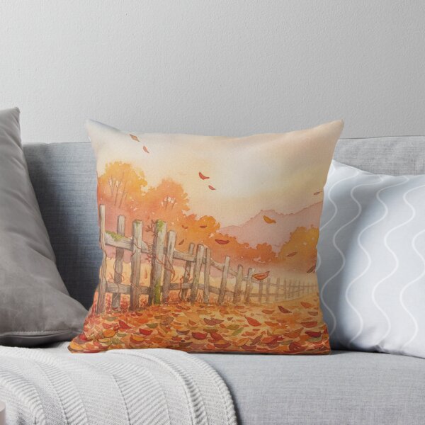 Item preview, Autumn Wooden Fence Watercolor Fall Foliage  designed and sold by FestivityFinds.