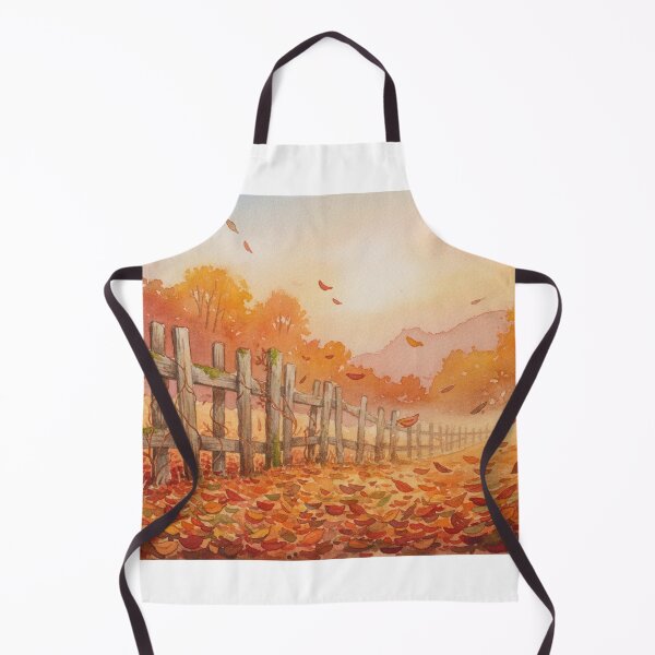 Item preview, Autumn Wooden Fence Watercolor Fall Foliage designed and sold by FestivityFinds.