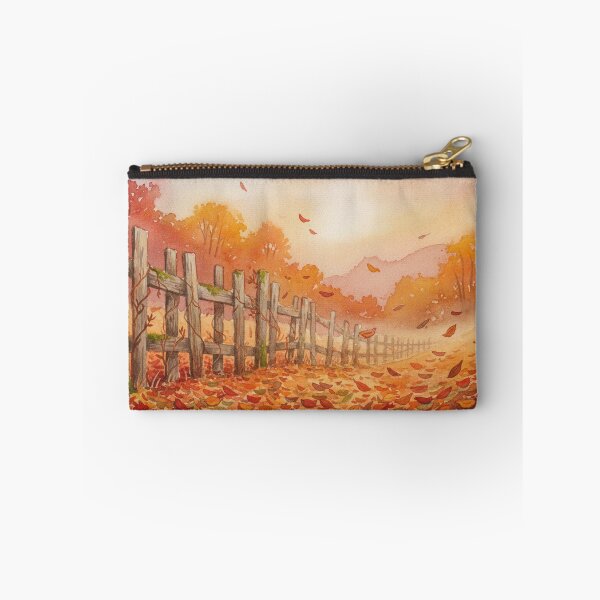 Item preview, Autumn Wooden Fence Watercolor Fall Foliage  designed and sold by FestivityFinds.