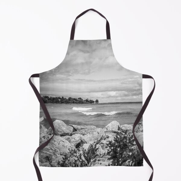 Item preview, Lake Michigan rocks and plants in Sheboygan in black and white designed and sold by TerraMediaLLC.