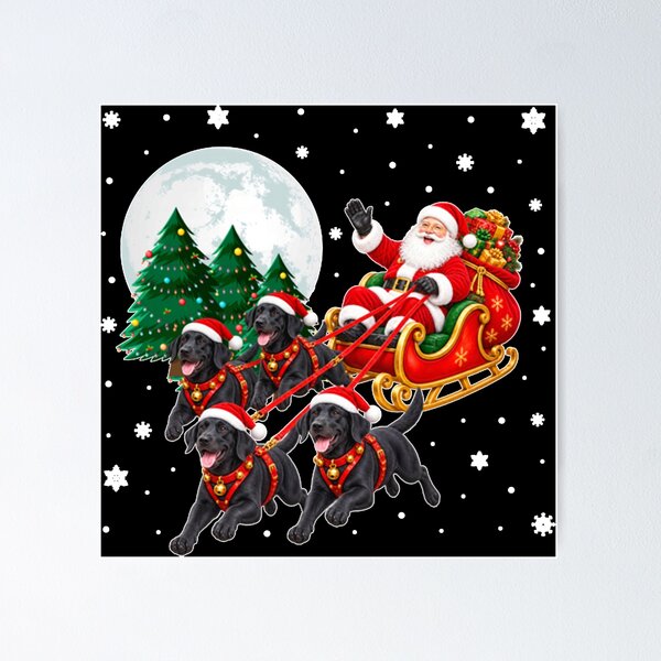 Item preview, Santa Sleigh Black Lab Christmas Dogs Labrador Retriever  designed and sold by Altenpendinton.