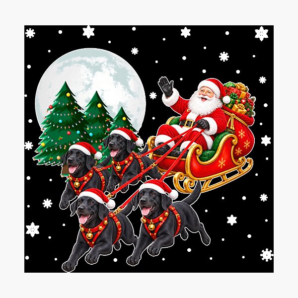 Item preview, Santa Sleigh Black Lab Christmas Dogs Labrador Retriever  designed and sold by Altenpendinton.