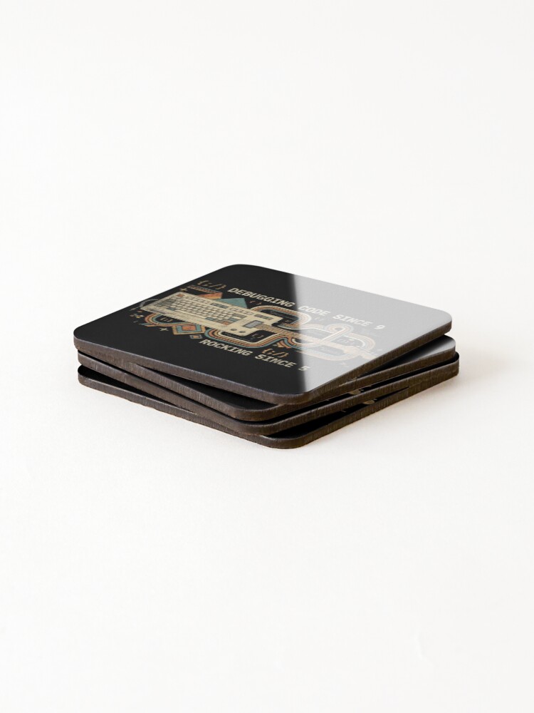 Thumbnail 4 of 5, Coasters (Set of 4), Programmer Guitar Mashup - Retro Rock Coder designed and sold by Inkception.