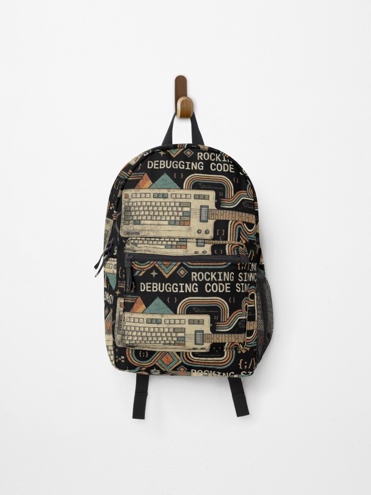 Thumbnail 1 of 3, Backpack, Programmer Guitar Mashup - Retro Rock Coder designed and sold by Inkception.