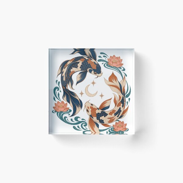 Item preview, Starlit Koi – Celestial Fish, Crescent Moon & Lotus Art designed and sold by Pixel & Ponder.