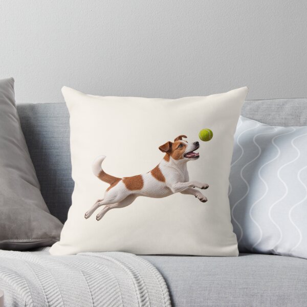 Item preview, Jack Russell Terrier Jumping for Tennis Ball Brown and White designed and sold by BackgroundND.