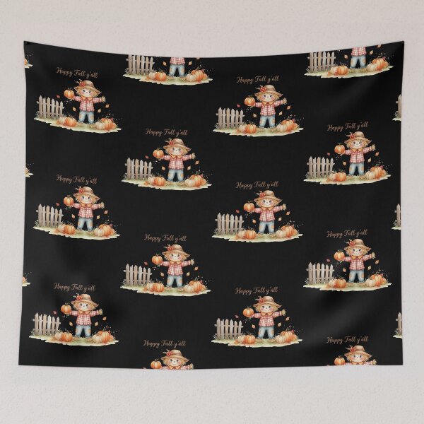 Item preview, Happy Fall Y'all Cute Watercolor Scarecrow Pumpkin Patch designed and sold by FestivityFinds.