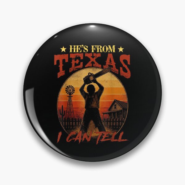 Item preview, He's from Texas I Can Tell Halloween Chainsaw Spooky Farm designed and sold by Jone Cham.