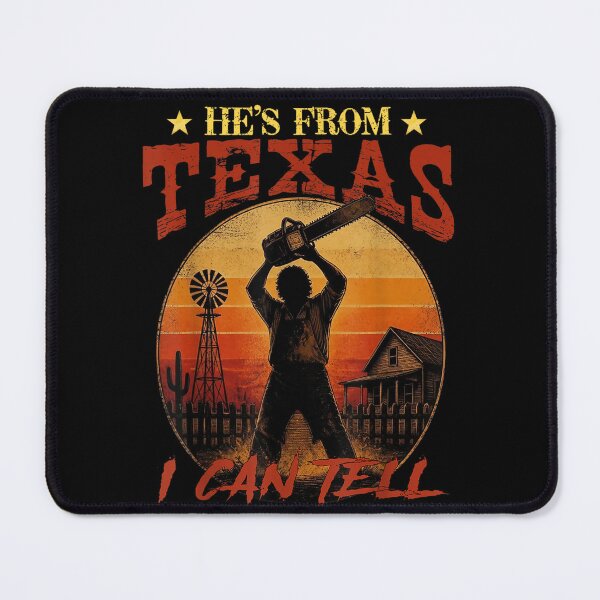 Item preview, He's from Texas I Can Tell Halloween Chainsaw Spooky Farm designed and sold by Jone Cham.