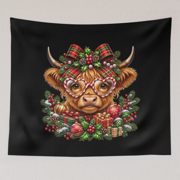Item preview, Cute Highland Cow Bow Christmas Moo Farm designed and sold by Altenpendinton.