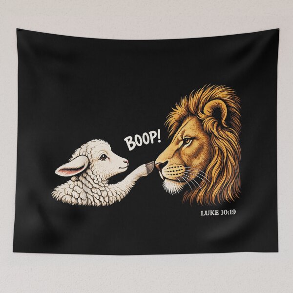Item preview, Boop Luke 10 19 Funny Lion and Lamb Boop Bible Verse designed and sold by Jone Cham.