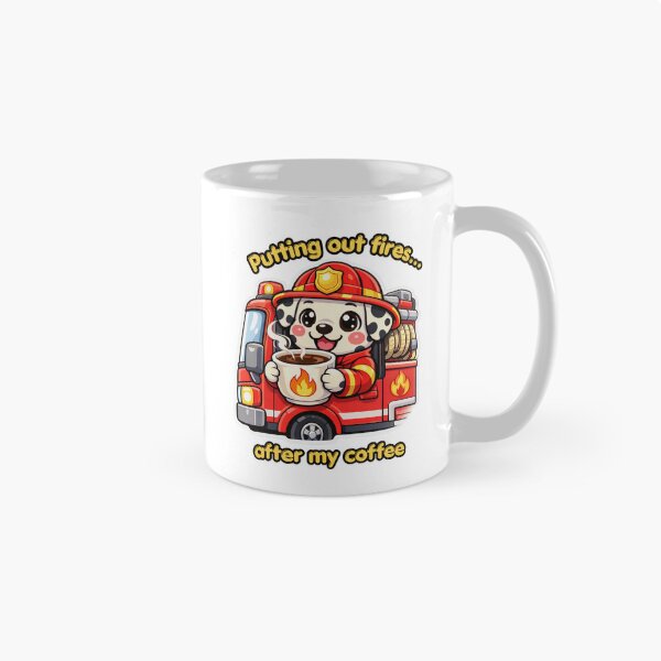 Item preview, Putting Out Fires Cute Kawaii Firefighter Dalmatian Dog Coffee designed and sold by Jenni Tee.