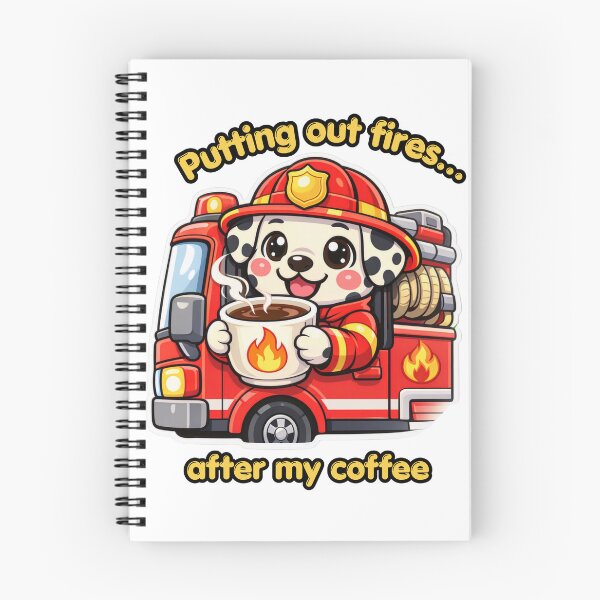 Artikelvorschau, Feuer löschen – Niedlicher Kawaii-Feuerwehrmann-Dalmatinerhund – Kaffee entworfen und verkauft von Jenni Tee.