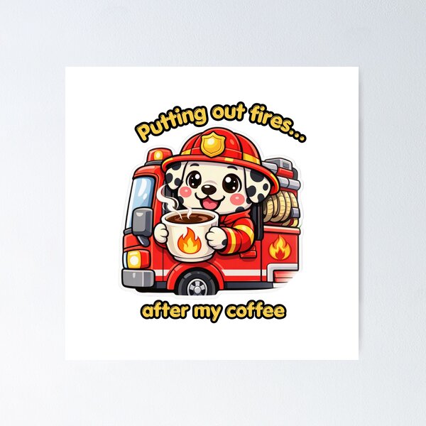 Item preview, Putting Out Fires Cute Kawaii Firefighter Dalmatian Dog Coffee designed and sold by Jenni Tee.