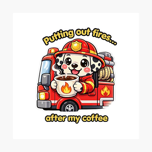 Item preview, Putting Out Fires Cute Kawaii Firefighter Dalmatian Dog Coffee designed and sold by Jenni Tee.