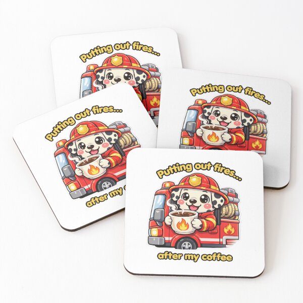 Item preview, Putting Out Fires Cute Kawaii Firefighter Dalmatian Dog Coffee designed and sold by Jenni Tee.