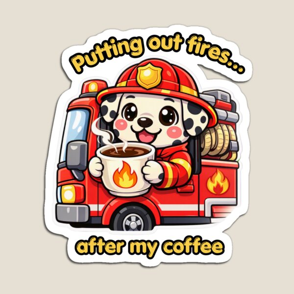 Item preview, Putting Out Fires Cute Kawaii Firefighter Dalmatian Dog Coffee designed and sold by Jenni Tee.