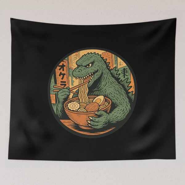 Item preview, Godzilla Eating Ramen Japanese Food Kaiju Art designed and sold by JOHNISTRERI.