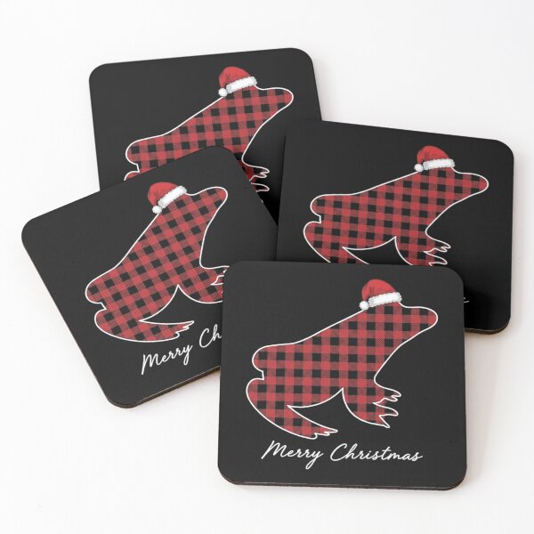 Item preview, Buffalo Plaid Frog Silhouette Merry Christmas Holiday designed and sold by MiALopezArt.