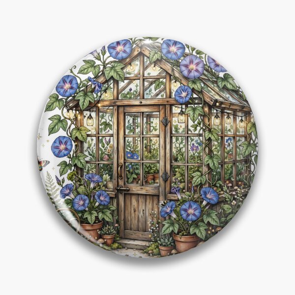 Item preview, Cozy Pink Morning Glory Greenhouse Sticker designed and sold by FineLineBotanical .