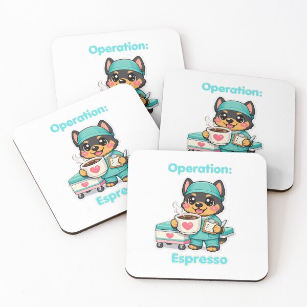 Item preview, Operation Espresso Cute Kawaii Surgeon Dog Coffee designed and sold by Jenni Tee.