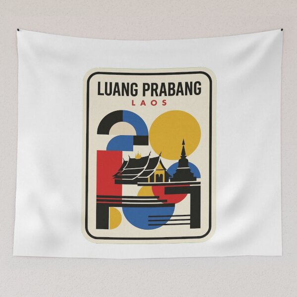 Item preview, Retro Luang Prabang Bauhaus Geometric Skyline designed and sold by k3rstman1.