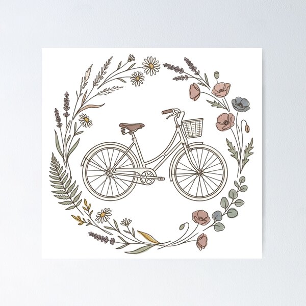 Item preview, Wildflower Bicycle Wreath designed and sold by meghnad.