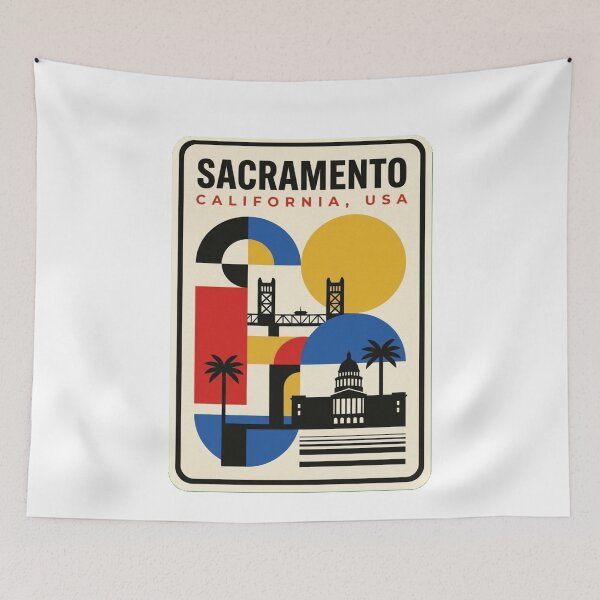 Item preview, Retro Sacramento Bauhaus Geometric Skyline designed and sold by k3rstman1.