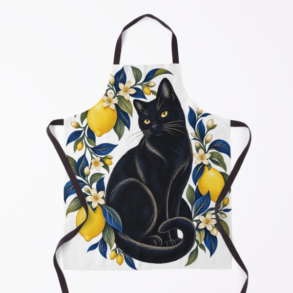 Item preview, Midnight Lemon Cat – Black Cat & Botanical Citrus Art designed and sold by Pixel & Ponder.